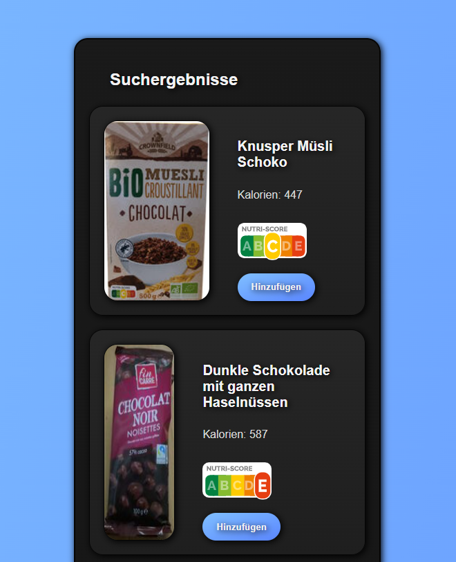 Vorschaubild meiner Kalorien-Tracker Seite.