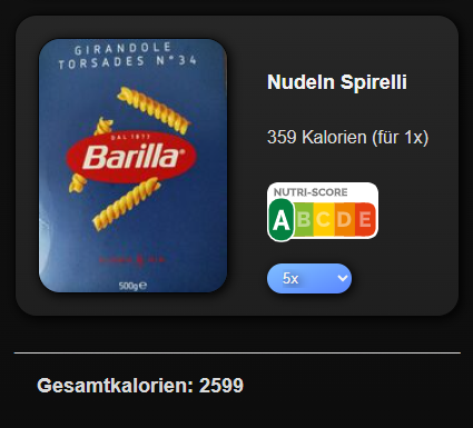 Vorschaubild meiner Kalorien-Tracker Seite.
