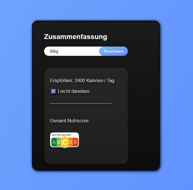 Vorschaubild meiner Kalorien-Tracker Seite.